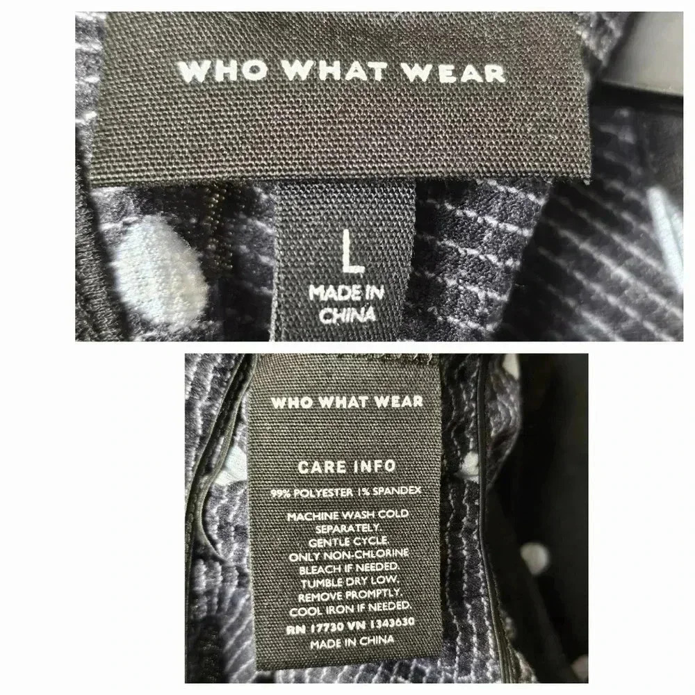 Who What Wear Blouse Black Size Large Polka Dot Puff Sleeve Smocked Casual - Picture 8 of 11